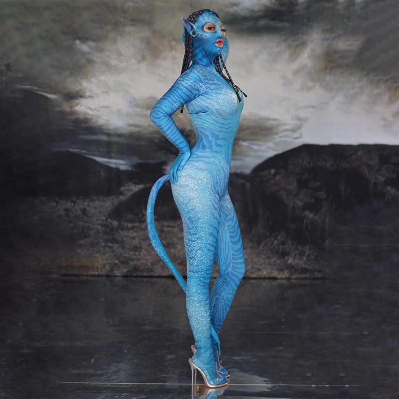 Novance Y1473 2025 Blue Skin-Tight Bodysuits Performance Clothes Sexy Stage Dance Wear Halloween Costume Avatar Cosplay Costumes
