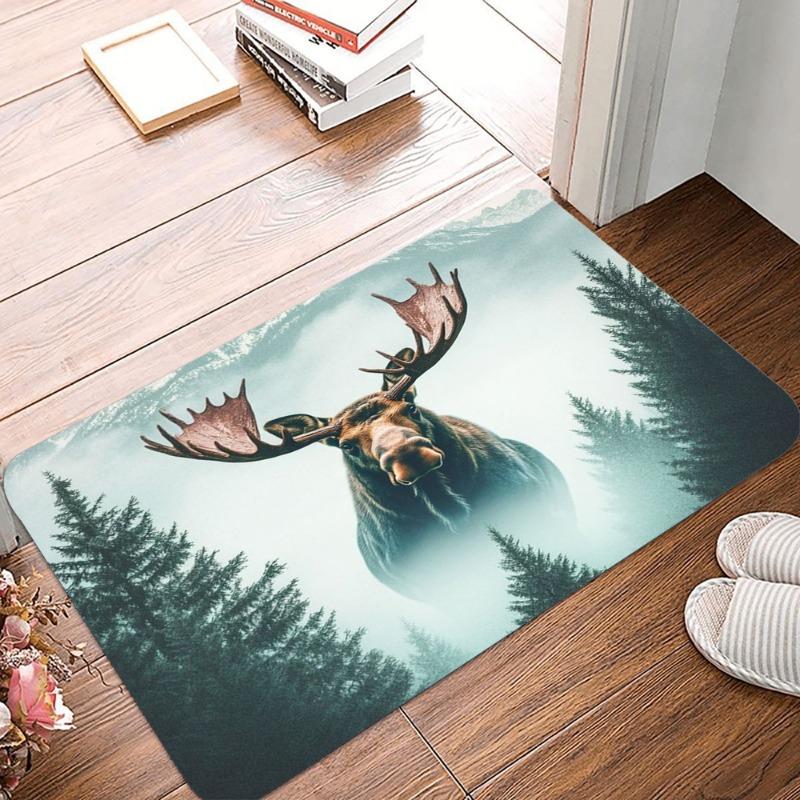 Deer Pattern Non-Slip Waterproof Doormat Easy Clean Entrance Floor Mat Home Decor Durable Minimalism So Fashion and Beautiful