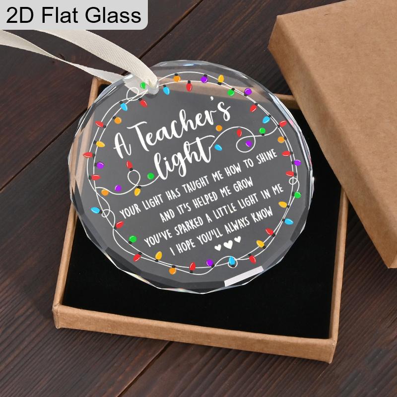 Lehrer-Wertschätzungs-Glasornament, Zitat "Das Licht eines Lehrers" zum Aufhängen, Geschenk zum Lehrertag, Weihnachten, Erntedankfest, Geschenk zum Schulanfang