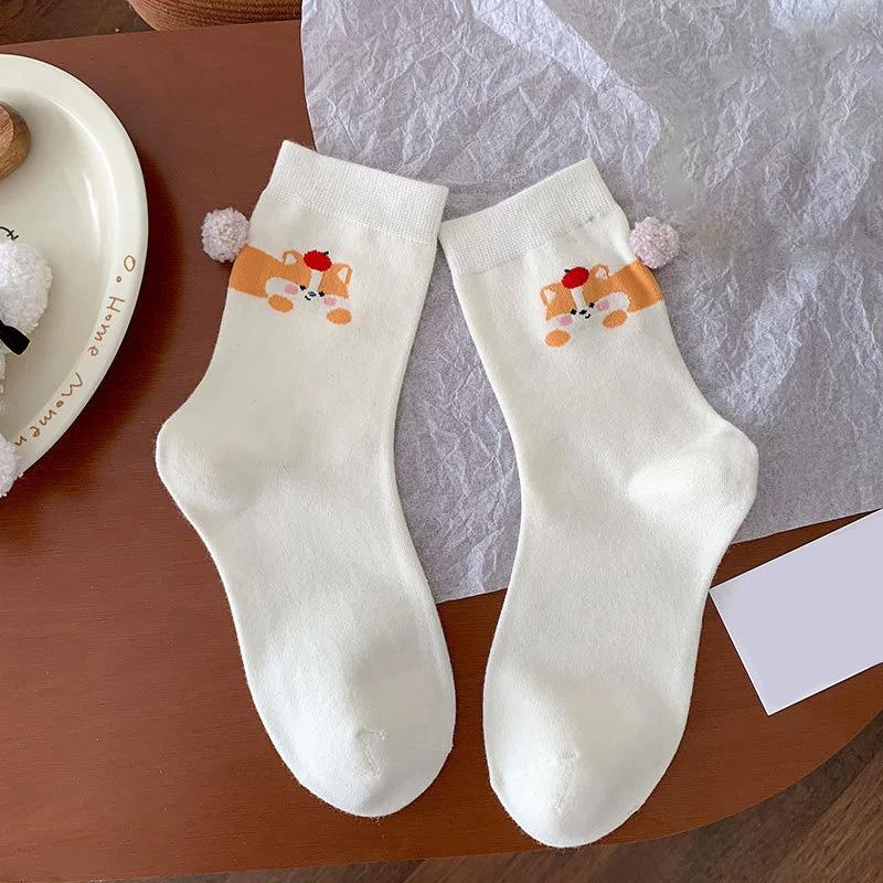 

1Pair Print Cartoon Cotton Skin-Friendly Cartoon Comfortable Multi-element Animal Egg Socks Three-dimensional