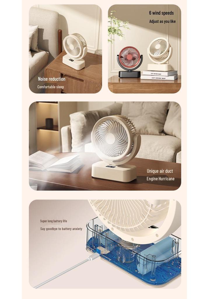 Portable Rechargeable Smart Fan: Adjustable, Digital Display, Small, Automatic Oscillation, Wall-Mountable, Stand-Alone for Home Use