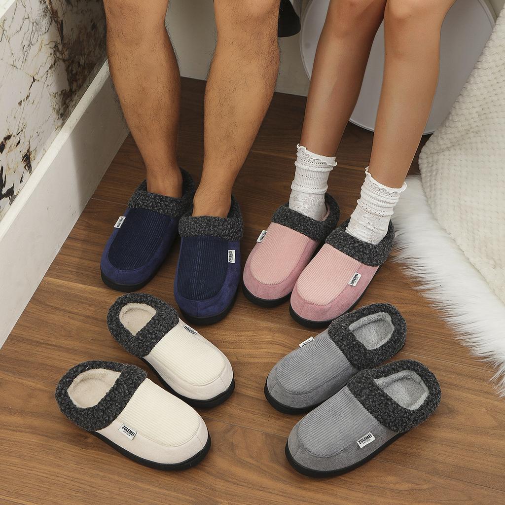 Fashion Shevalues Fur Cotton Shoes Men Fashion Outdoor Antiskid Plush Slippers Indoor Warm Short Plush House Slippers Fluffy Men Slipper