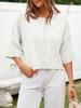 Women's Cropped Button Down Cardigan Sweater Half Sleeve Lightweight Ribbed Knit Top