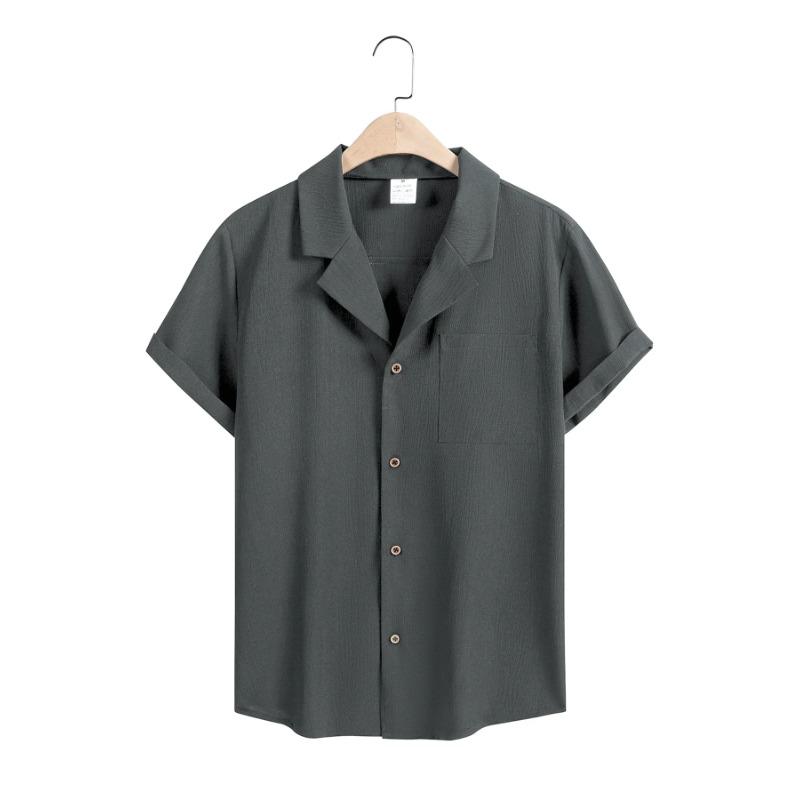 Camicie Casual a Maniche Corte da Uomo Abbigliamento da Strada per il Tempo Libero Camicie a Bottone con Collo a Punta Monocolore da Uomo Camicetta Vintage per le Vacanze