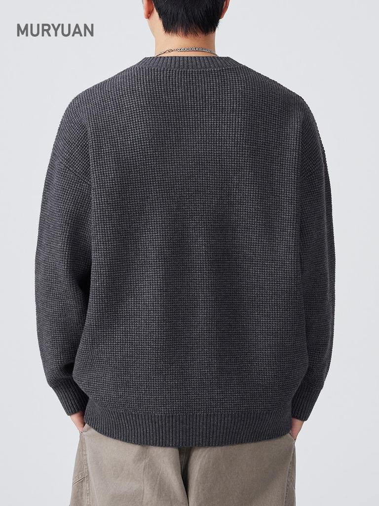 Mu Yuan Unisex Single-Breasted Cardigan - Autumn/Winter Loose Knit Sweater