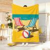 Summer Retro Beach Ball Throw Lightweight g Flannel Blanket Soft Skinfriendly for Summer Cooling