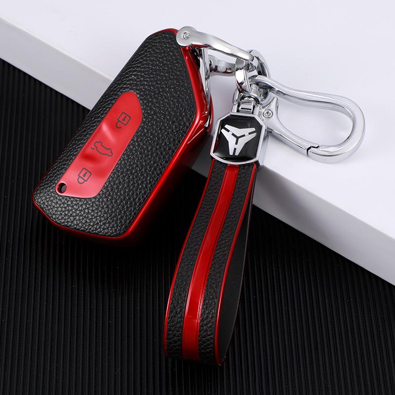 Volkswagen Golf 8 Leather Key Cover with Personalized Keyring - 2021 Model