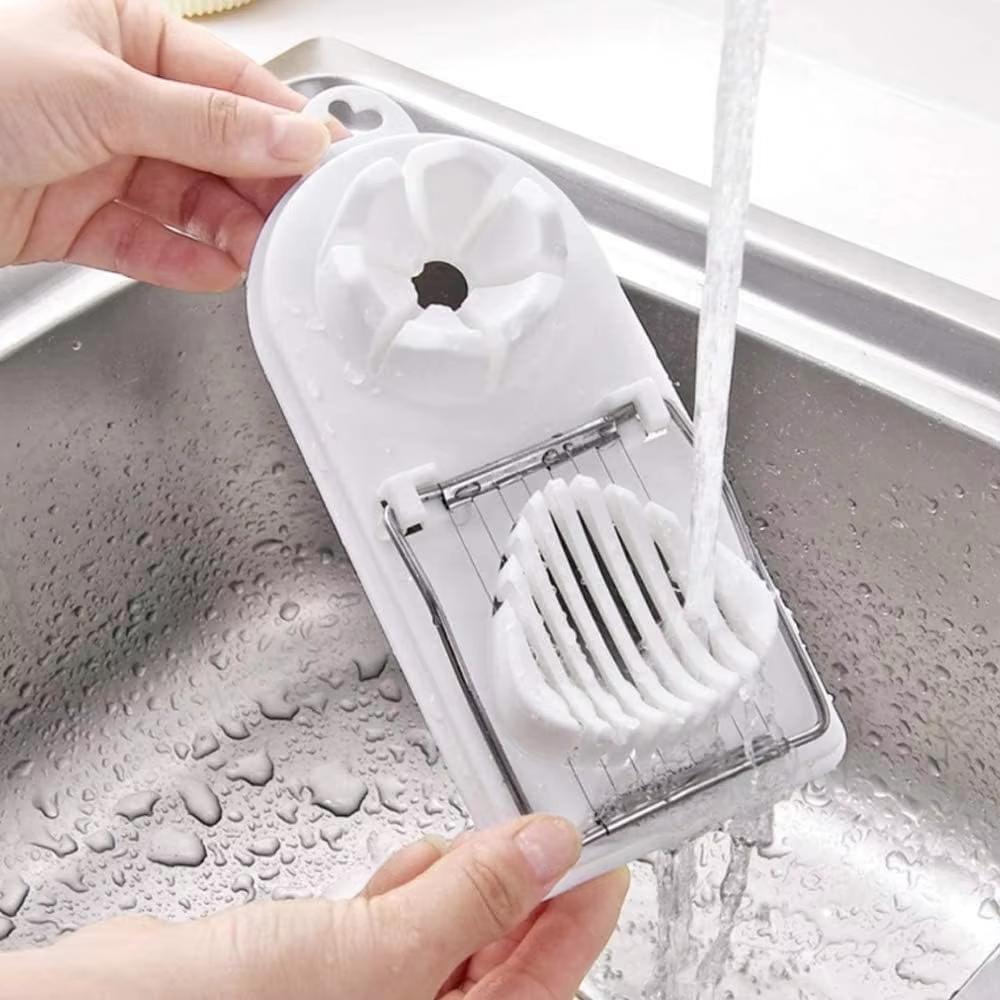 Multifunktionale Eierschneider Edelstahl-Schneider Ausgefallener Teiler Schneidwerkzeug Rutschfest Spülmaschinenfest Schneiden Gekochtes Ei Obst