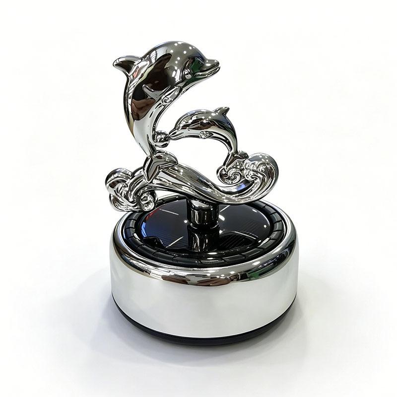 Dolphin Solar Car Air Freshener: Rotating Long-Lasting Perfume Ornament