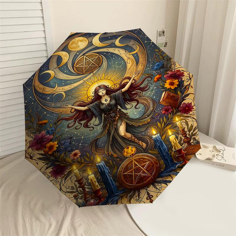 

1PC Witchcraft Magic Umbrella-8-Rib Reinforced Portable Folding Travel Suitable for All Seasons Outdoor Daily Use Is an Ideal Choice -K0405