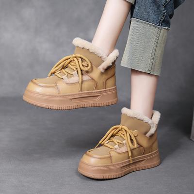 Wolle Dicksohlige Schneestiefel Damen Saison Damen Fleece Warme Kurze Stiefel Damen Lässig Fleece Verdickt Vielseitig Damen