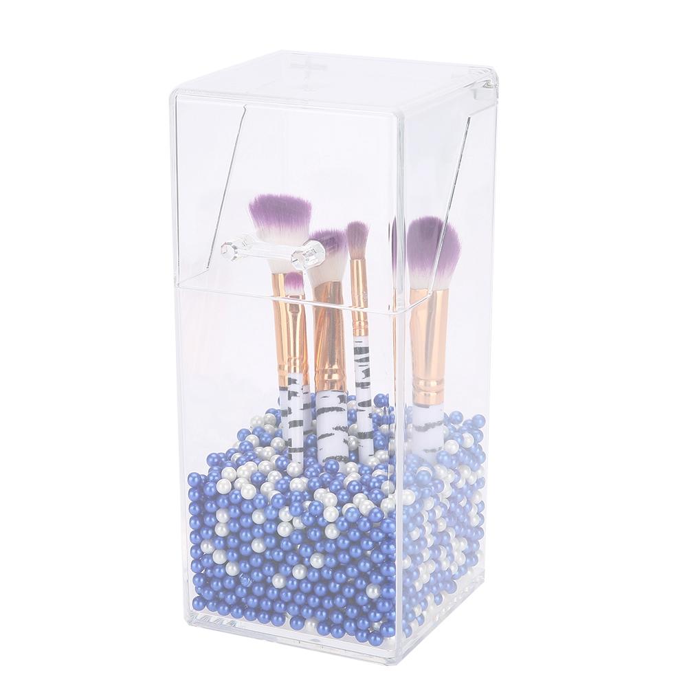 

Plastic Dust proof Cosmetic Nail Brush Storage Box Makeup Holder Pearls with Lid