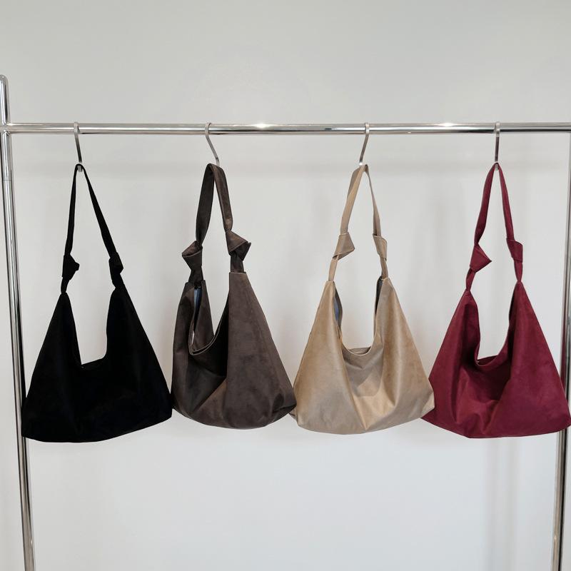 Suede Underarm Bag Women's 2025 New Retro Student Class Tote Bag Large Capacity Versatile Shoulder Bag