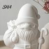 PLA 3D Printed Figurine Santa Claus Figure for DIY Painting, Christmas Tabletop Holiday Decor Ornament, White Resin Desk Shelf Display Festive