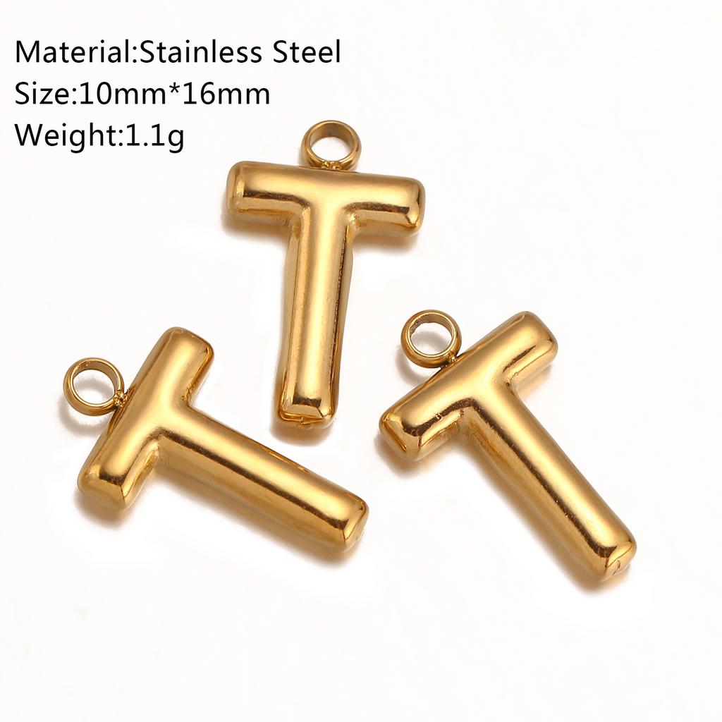 3Pcs Initial Charms 3D Stainless Steel English Letter Pendant 18K Gold Color PVD Plated Bubble Alphabet Charm DIY Jewelry Making