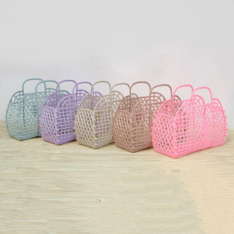 1PC Bathroom Bath Basket Foldable Laundry Basket Plastic Storage Basket Portable Small College Dorm