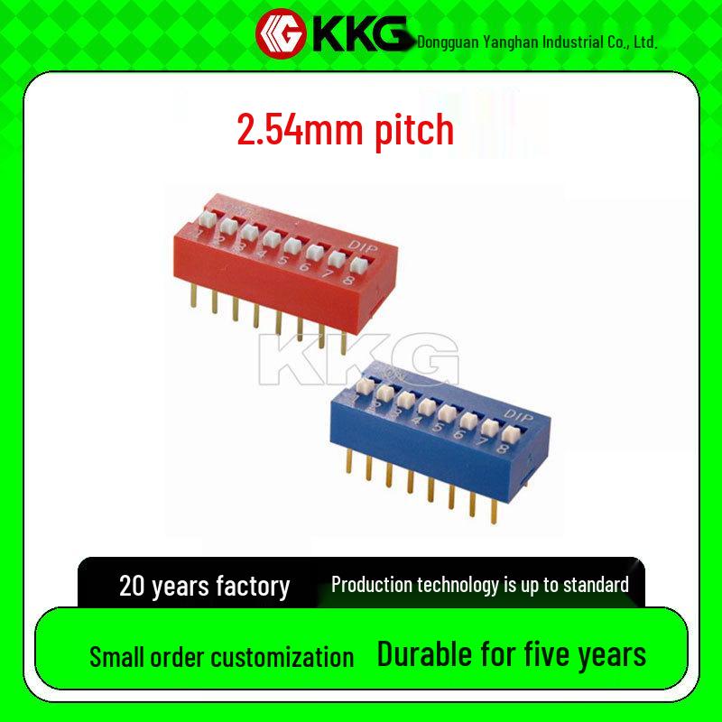 

2.54mm Pitch DIP Switch, 1P-10P Positions, Red Binary-Coded, Gold/Tin Plated