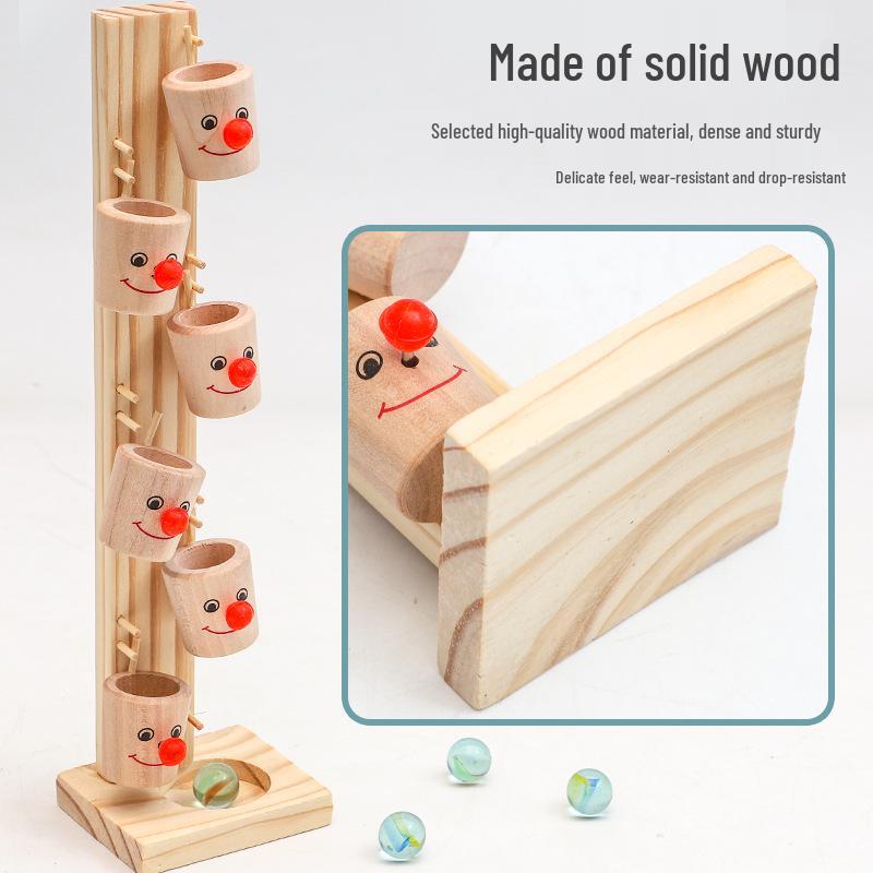 Clown Tipping Ball Table: Wooden Toy for Kids' Hand-Eye Coordination, Concentration, and Early Education Fun