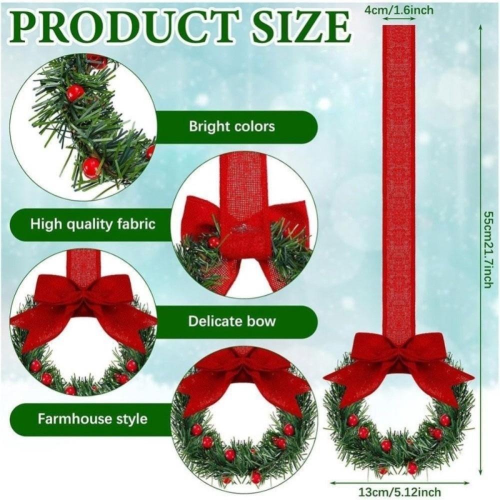 4pcs New Pinecone Christmas Wreath 13cm 3D Artificial Garland Festive Red Berry Door Hanging Ornament Porch