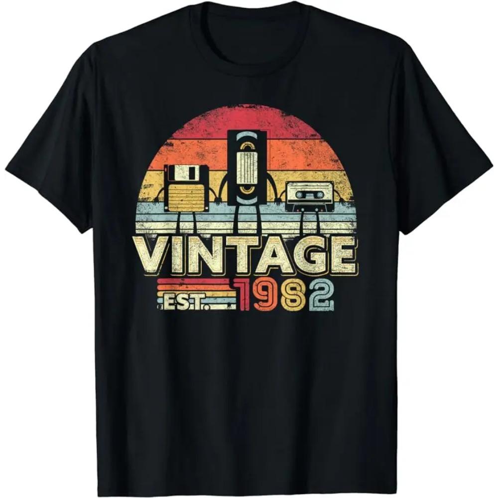 Vintage Geboren 1982 Retro Geburtstagsgeschenke für Herren Grafik T-Shirts Geburtstagsgeschenke für Männer Frauen Sommer Streetwear T-Shirt