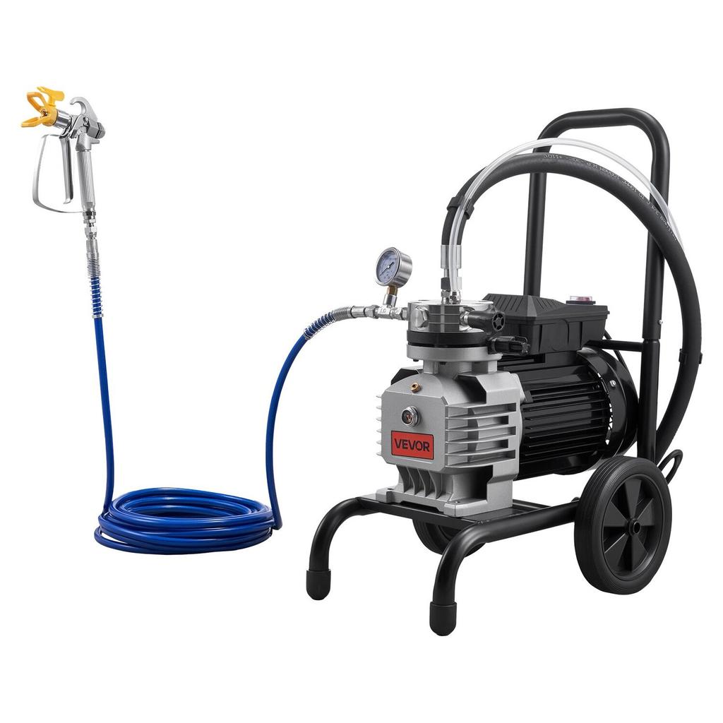 Diaphragm Airless Paint Sprayer, 1800 W Efficient Cart Airless Paint Sprayer, 3300 Psi High Pressure, with Extension Pole, Cleaning Needle and Brush,
