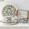 Vintage Floral Pattern Ceramic Dining Plate Steak Plate Dessert Plate Sushi Plates Mug Set Bread Basket Specialty Tableware