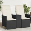 VidaXL Reclining 2-Seater Garden Sofa with Table Black Poly Rattan, Garden Sofa, Garden Seat, Furniture 365710