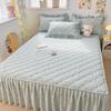 Four Season Universal Washed Cotton Bed Skirt Quilted Padded Thick Ventilate Bed Cover Three Piece Pastoral Floral Bed Sheet Set