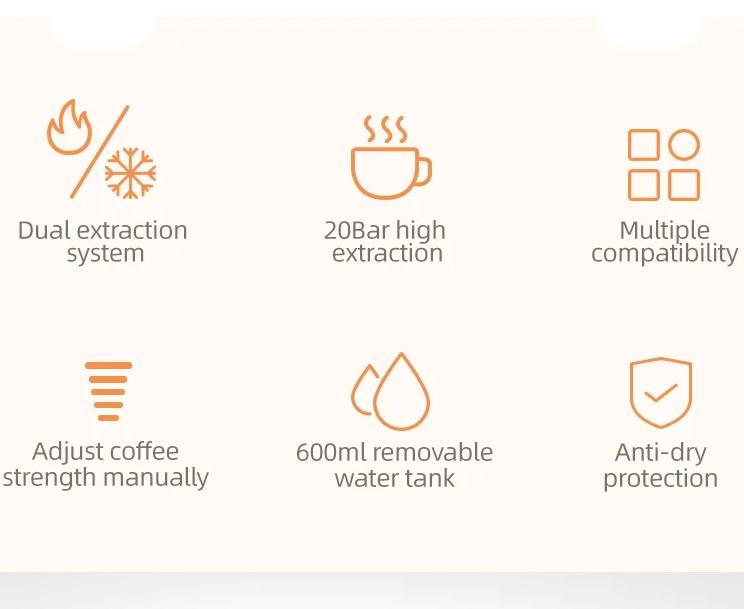 Mehrfach-Kapselkaffeemaschine, Heiß/Kalt Dolce Gusto Milch Nespresso Kapsel ESE Pad Gemahlener Kaffee Cafeteria 20 Bar 5 in 1
