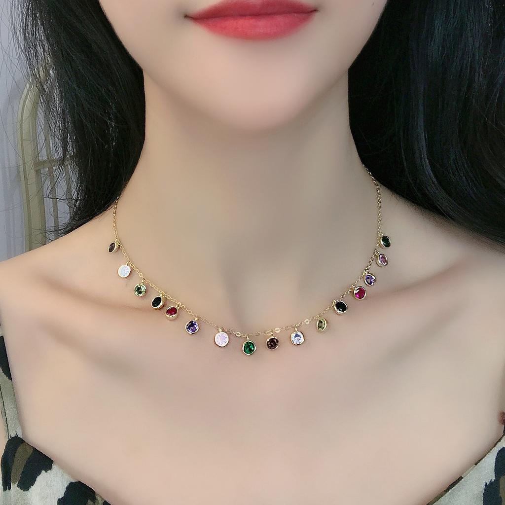 Jewelry Women'S Necklace South American Style Color Matching Glass Stone Pendant Personalized Earrings Necklace