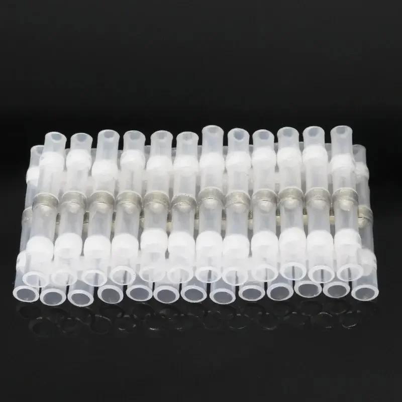 

50PCS Heat Shrinkable Wire Connectors SST21 Waterproof Sleeve AWG22-18 Butt Electrical Splice Tinned Solder Seal Terminal білий