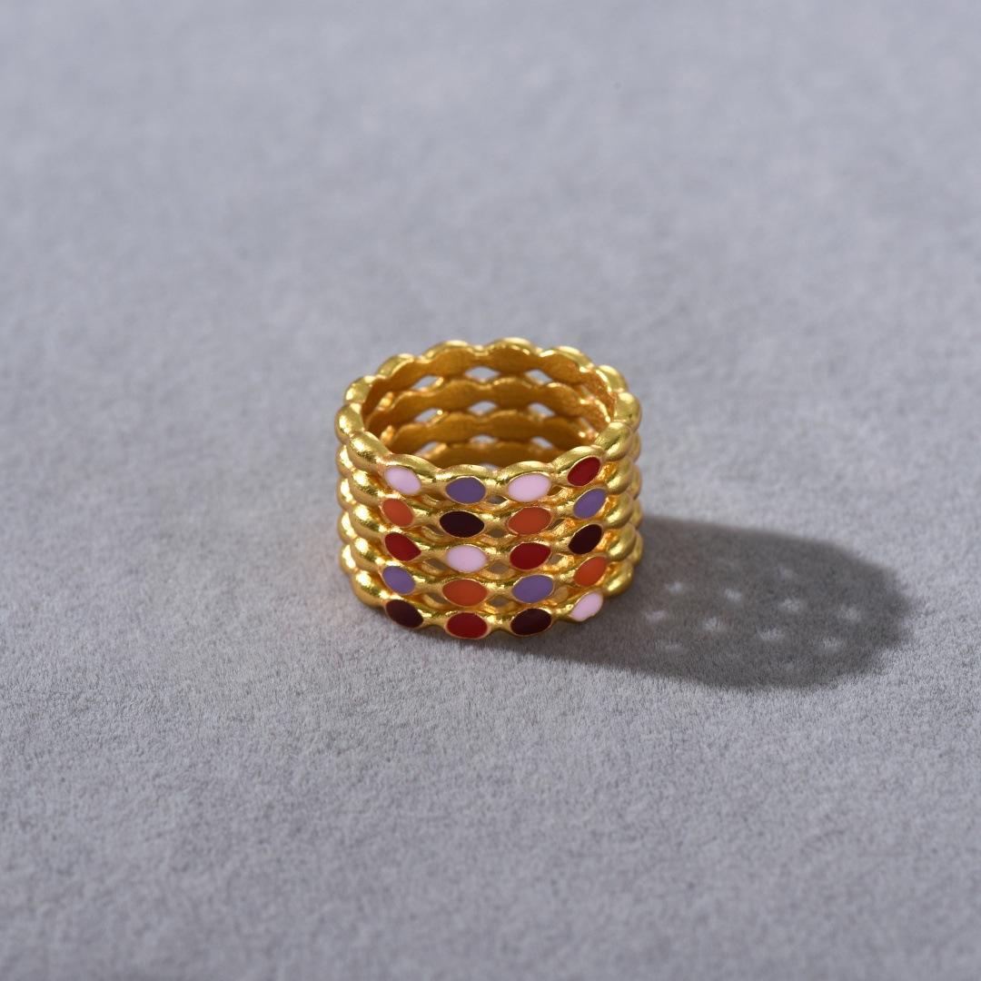 

Bohemian Color Drop Glaze Premium Metal Hollow Ring Retro Niche Design Personalized Unique Ring No. 6