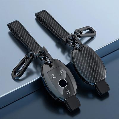 Zinc Alloy Carbon Fiber Car Key Case Cover Keychain for Mercedes Benz AMG A B C E S Class W204 W205 W212 W213 W176 GLC CLA W177