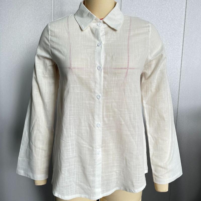 Spring New Solid Casual Loose Long Sleeve Shirts Women Fashion Plus Size Cotton and Linen Blouse Women Tops Button Up Office Simple Female Shirt 26259