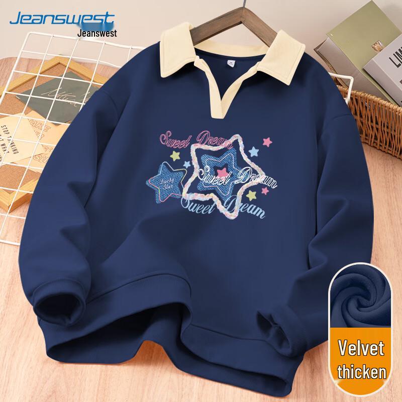 JEANSWEST Damen Fleecegefüttertes Sweatshirt mit Polokragen