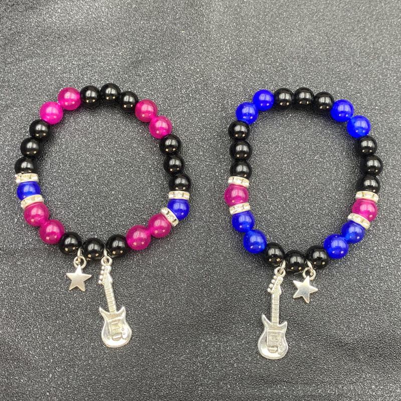 Magnetic Heart Beaded Couple Bracelets – Elastic Jewelry for Best Friends