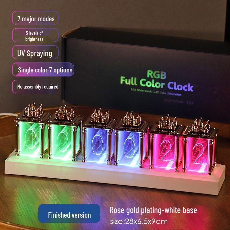RGB Simulated Nixie Tube Desktop Clock - DIY Gaming Room Ornament