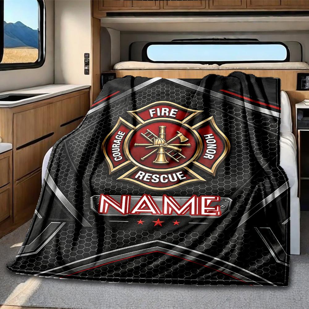 Fire Department Maltese Cross Rv Customize Your Name Blanket Comfortable Soft Lightweight Multiseasonal Blanket For Travel Camping Picnics Sofas Rvs