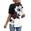 Women's Fashion Casual V, Neck Short Sleeve Print  Shirt Women's Up Tops