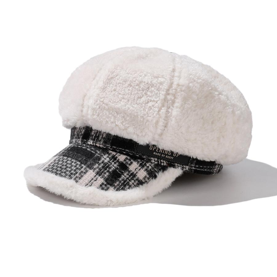 Plüsch achteckige Kappe Damen Herbst Winter warme Baskenmütze großen Kopf Zeitungsjunge Mütze