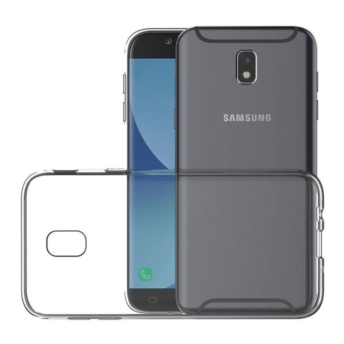 Coque - Phonillico® - Samsung Galaxy J7 2017 J730 - Silicone Transparent - Verre Trempé - Ultra Slim