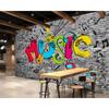 Brick Wall Graffiti 3d Wallpaper Letter Abstract Mural Bar Ktv Background Wall 3d Wallpaper