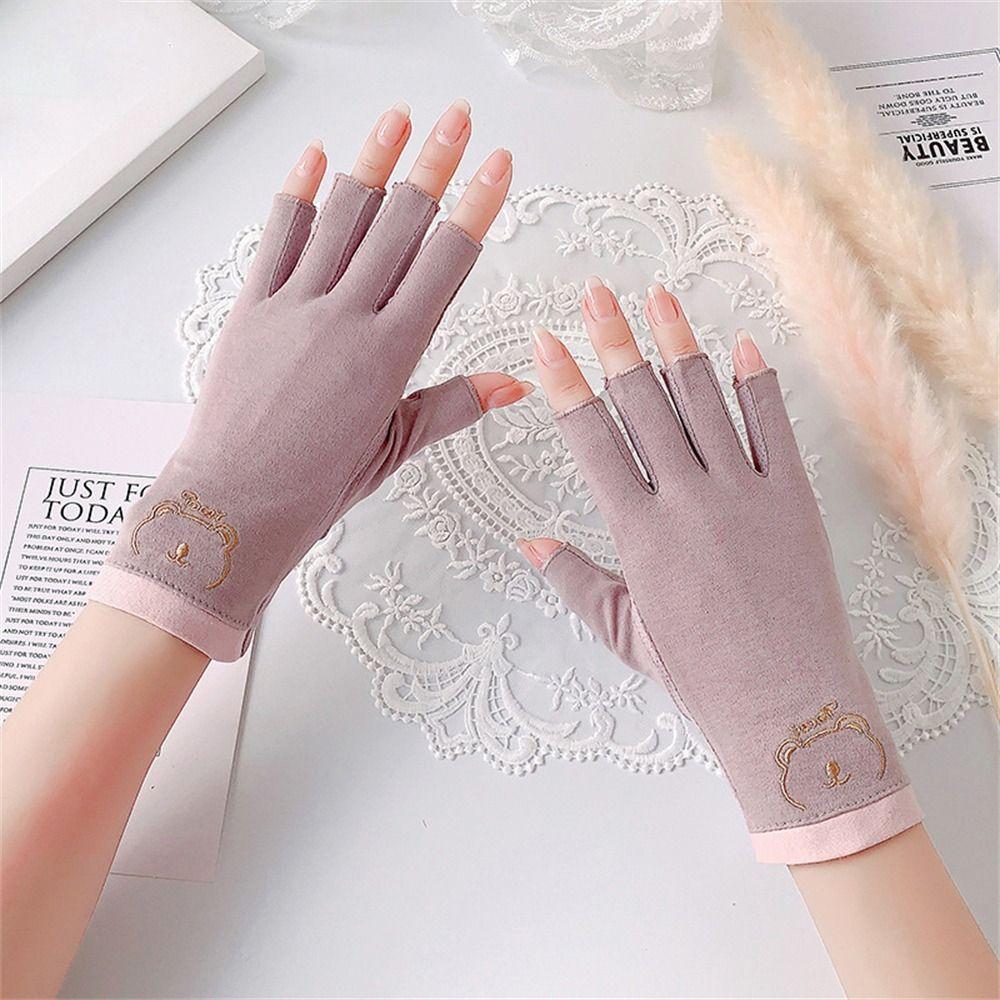 Elastic Sun Protection Gloves Short Cotton Gloves Fashion Anti-UV Mittens Summer Spring