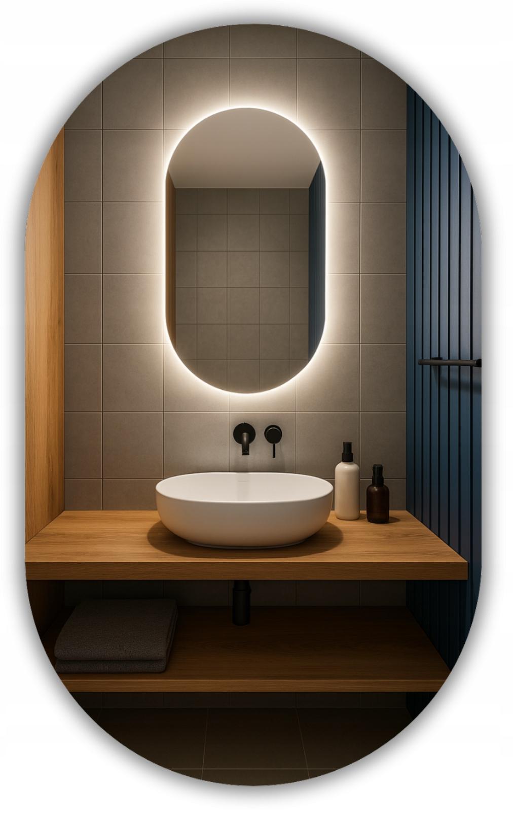 Lustro Owalne Led 45X100 Wodoszczelność Ip65