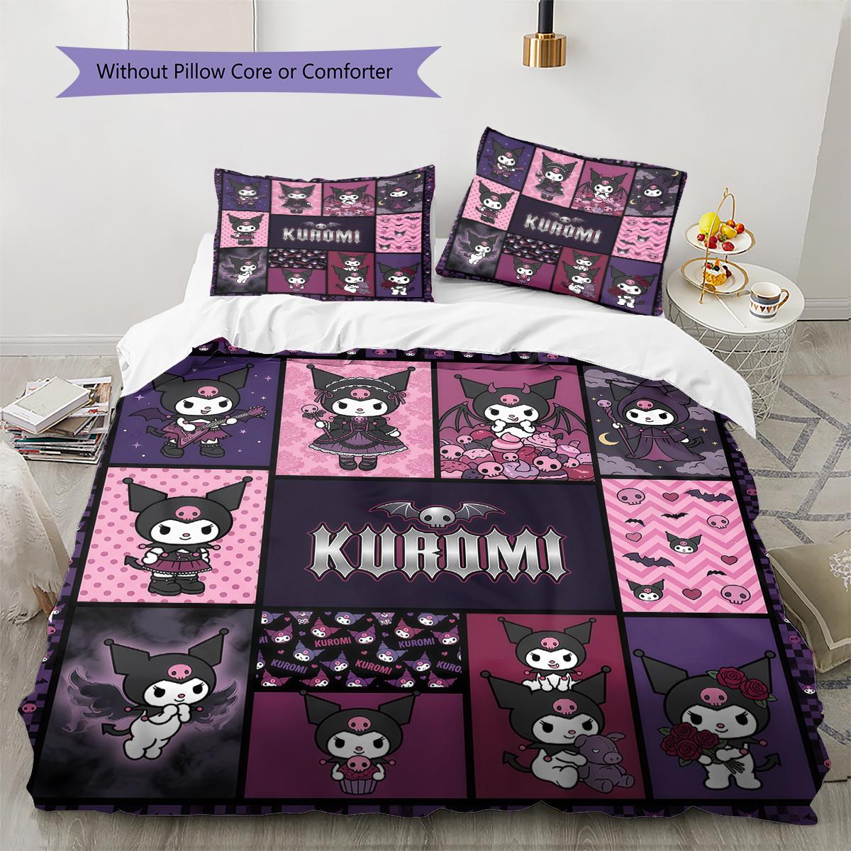

Kuromi Pattern Bedding,Quilt Set Quilt Cover Pillowcase Home Birthday Gift(1 * duvet cover + 2 * pillowcase, without core) 135x200cm