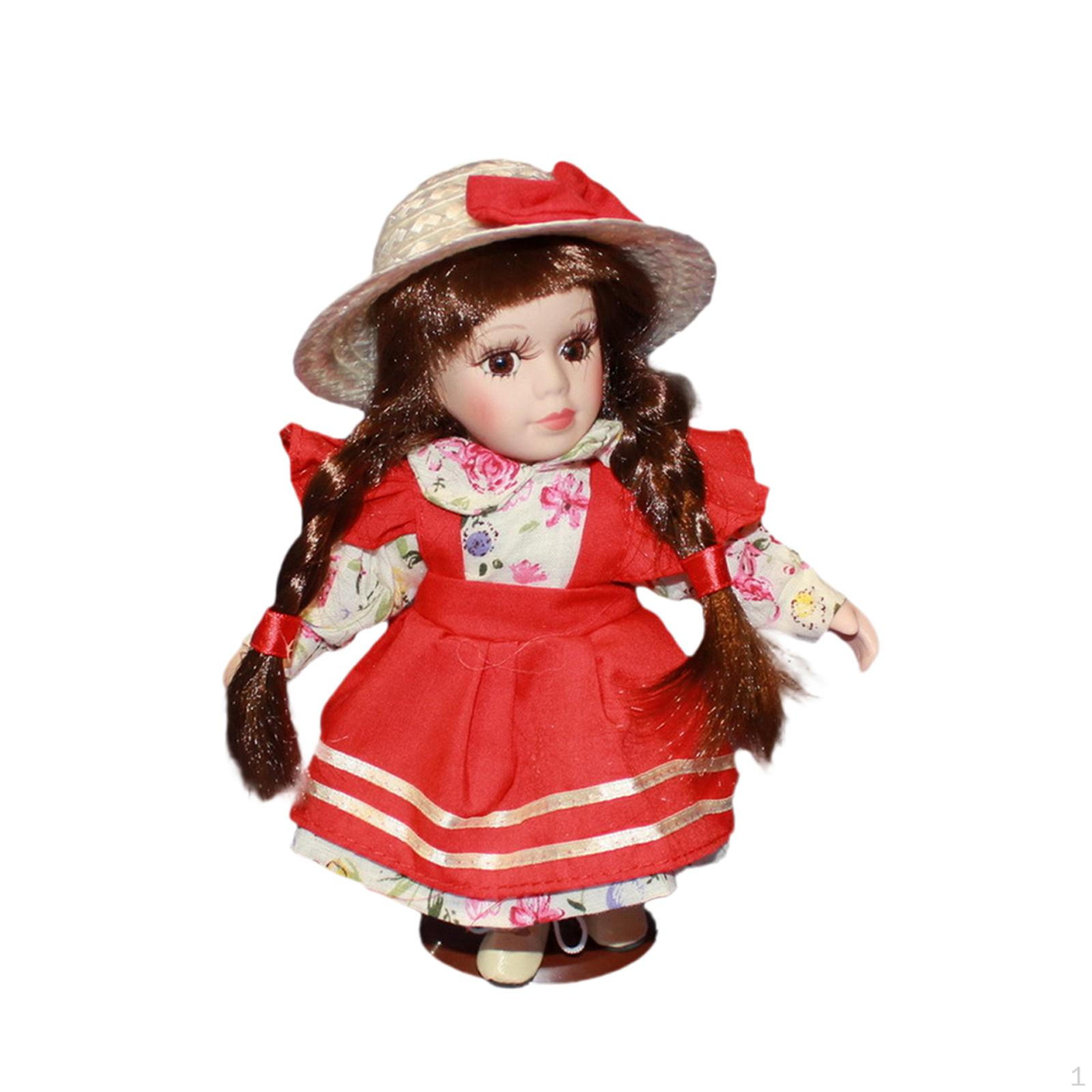 

Керамічна лялька, Колекційна модель, Європейський та американський сільський стиль, Красива з капелюхом та волоссям червоний