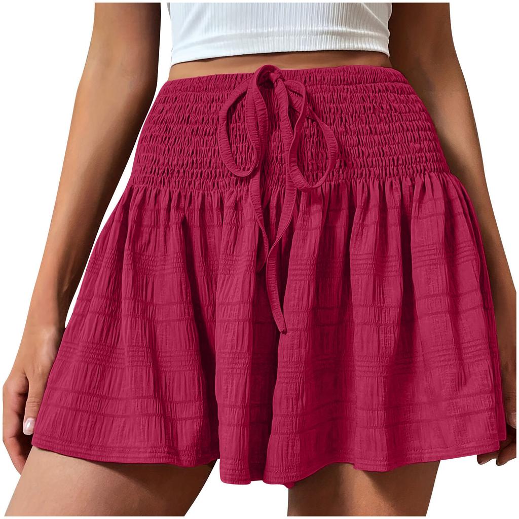 Women's High Waist Drawstring Shorts Skirt Casual Elastic Waist Multi Colors