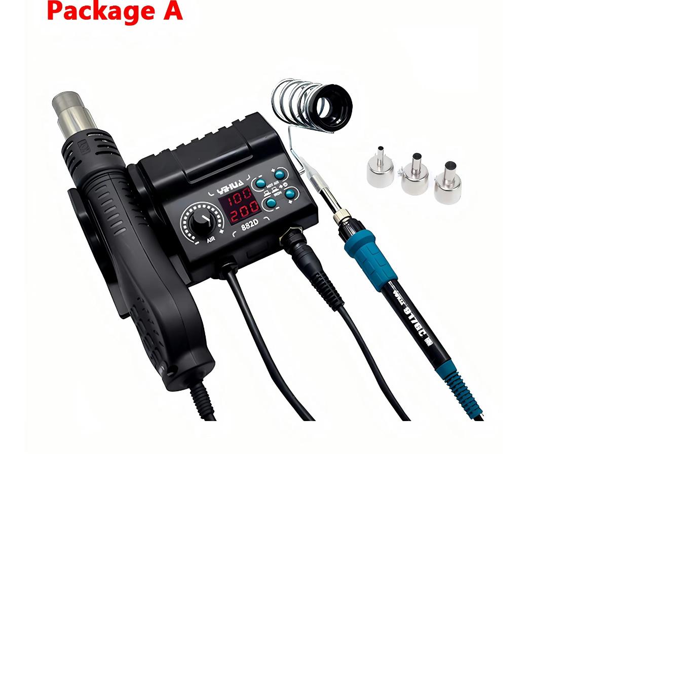 

Станция для распайки горячим воздухом Двойная цифровая паяльная станция для паяльной станции горячим воздухом 882D 220V EU