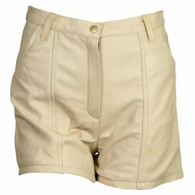 Sportliche weiche Lammleder Reise Fitnessstudio Herren Schnallenverschluss Beige Kurze Hosen