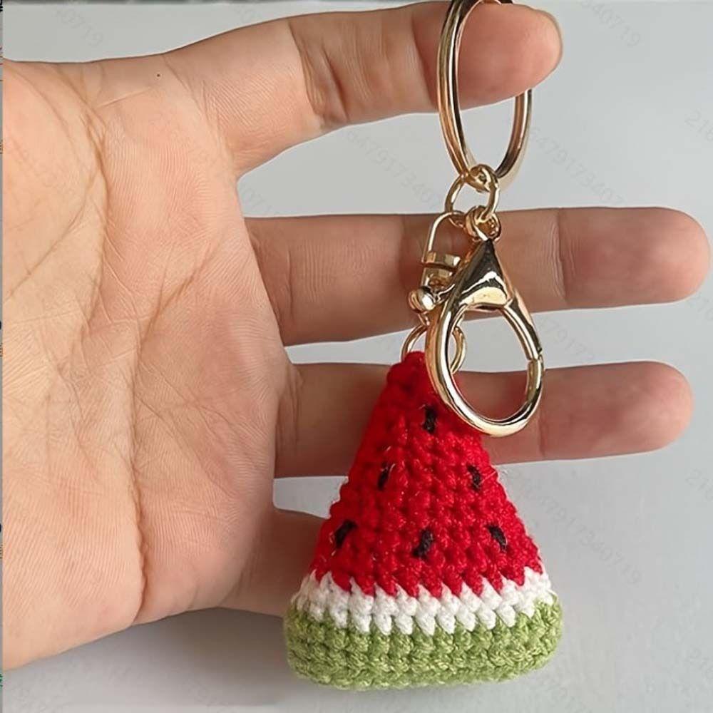 Handmade Weaving Keychain Knitted Wool Crochet Pendant Jewelry Gift Watermelon Pendant  Backpack